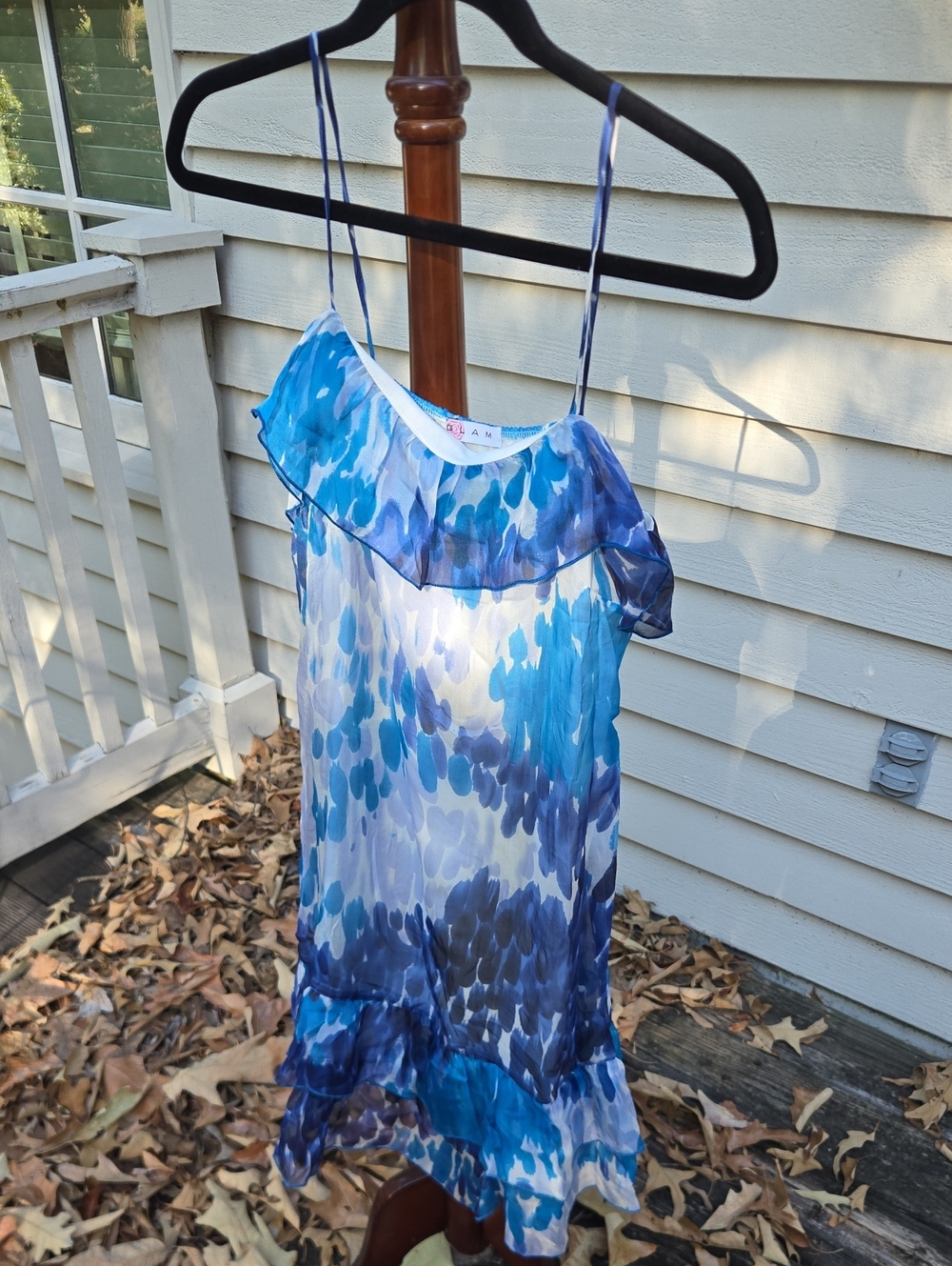 Blue Watercolor Ruffle Kids One-Piece Dress